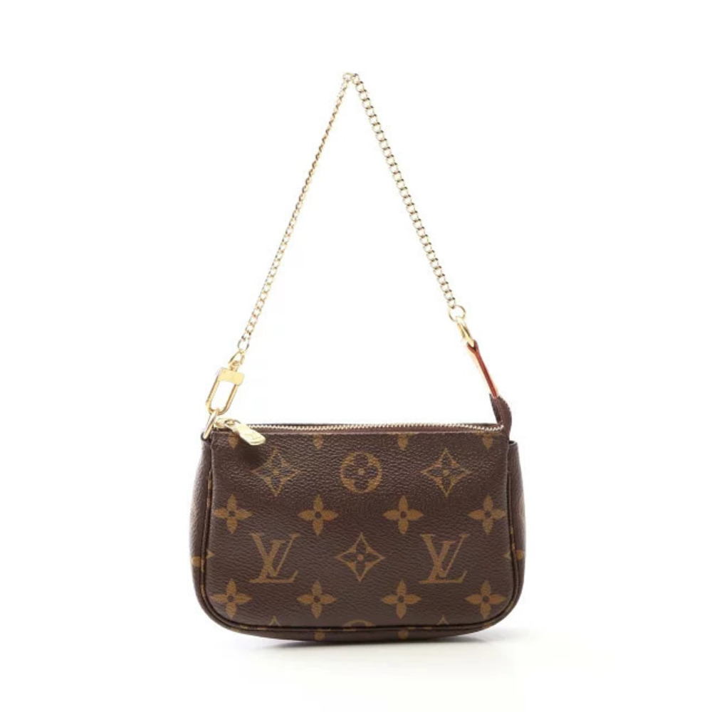 Louis Vuitton Pochette Accessoires Monogram Handbag Canvas Leather Brown